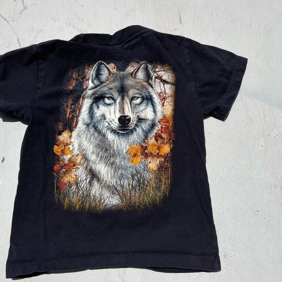Kids Rock Eagle T-Shirt Black Wolf 2-4 Animal Wildlife Double Sided Nature Fall - Picture 4 of 8